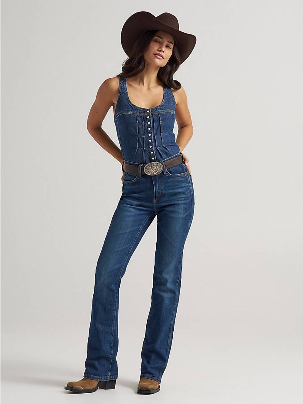 Wrangler Retro Bailey High Rise Boot Cut Blue Denim Jeans Women SZ 28